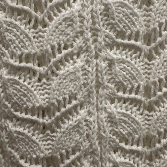 Anthropologie Flat White V-Neck Pointelle Sweater Tennis Prep Preppy Academia - Picture 8 of 14